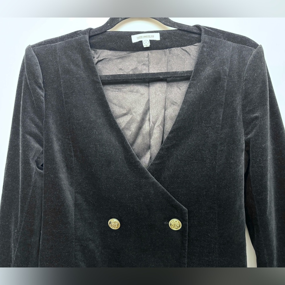 EUC Good American Velvet Double Breasted Boss Blazer Dress Size 2 - Picture 11 of 16